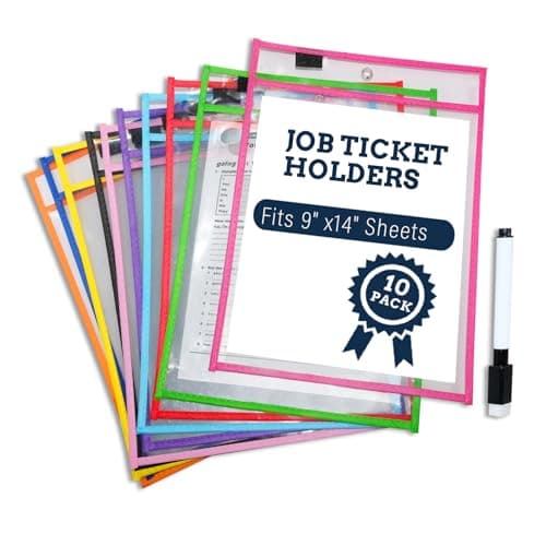 10-Color Dry Erase Pockets