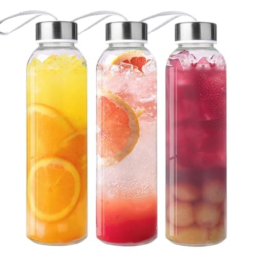 3-Pack Glass Water Bottles