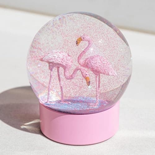 HJANDHJ Pink Flamingos Snow Globe