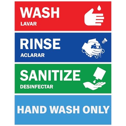 ASSURED SIGNS Wash Rinse Sanitize Labels