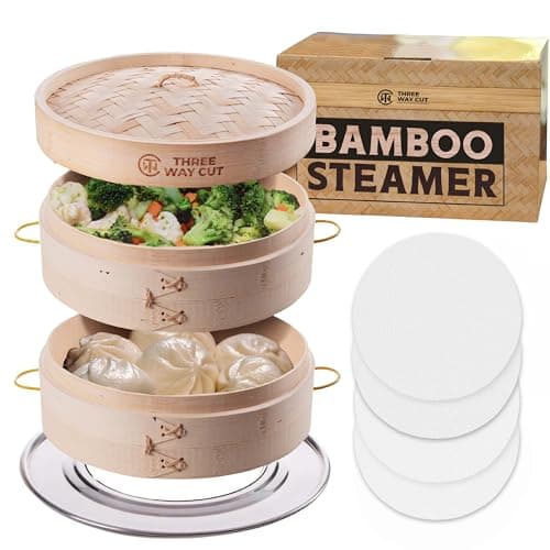 Three Way Cut Bamboo Steamer