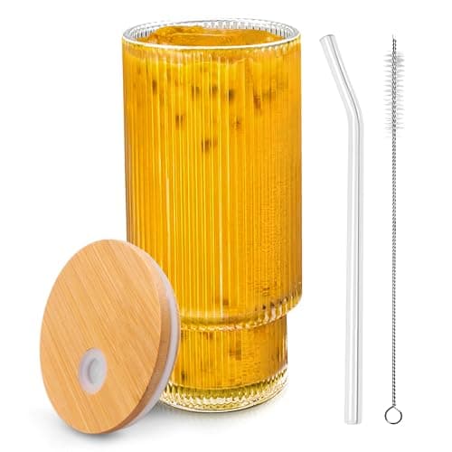 Tinaforld Ribbed Glass Cups Set