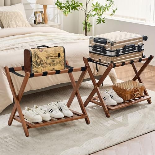 oakvivo Walnut Luggage Rack Set