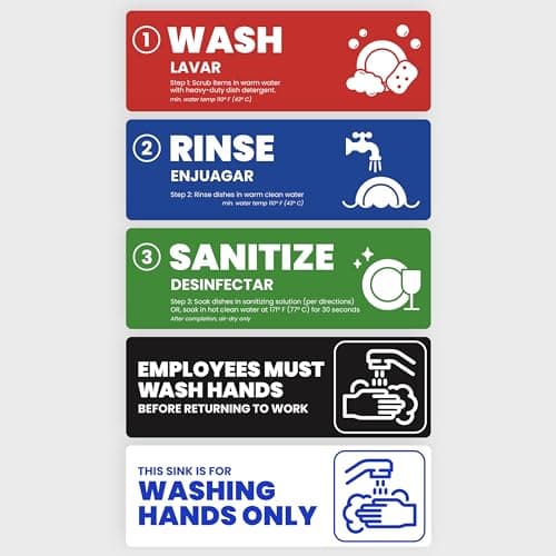 Wash Rinse Sanitize Sink Labels