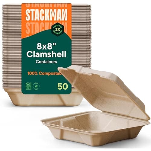 Stack Man Compostable Clamshells