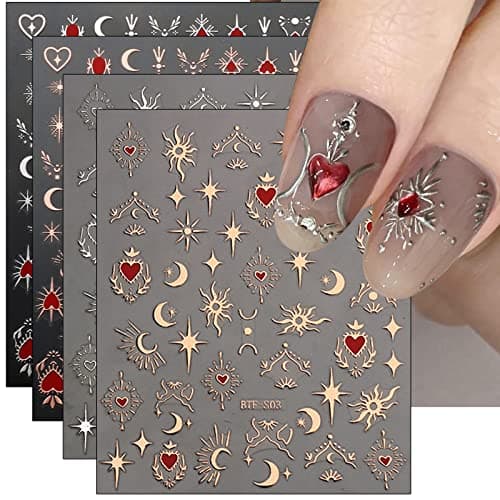 jmeowio Moon Star Nail Stickers