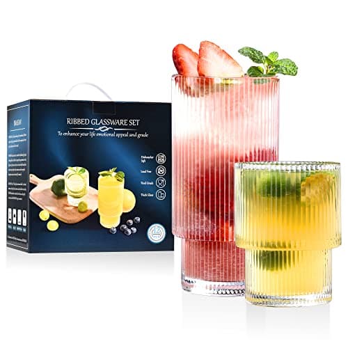 ISMASOAN Ribbed Glassware Set